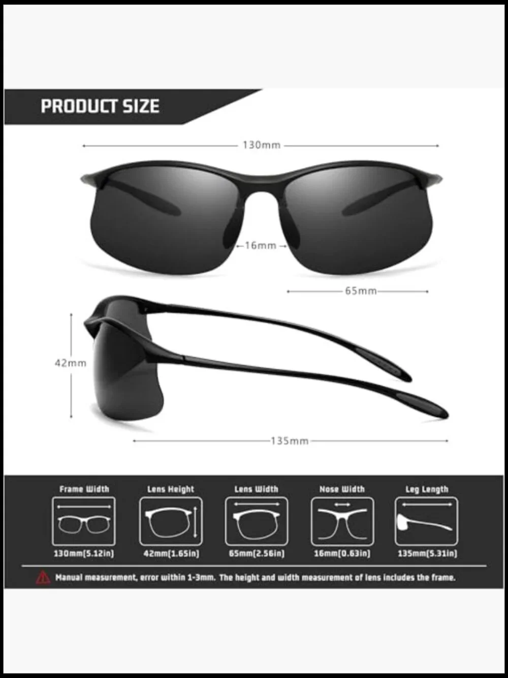 TR90 Ultra-lightweight Sports Sunglasses with HD Polarized UV400 Protection